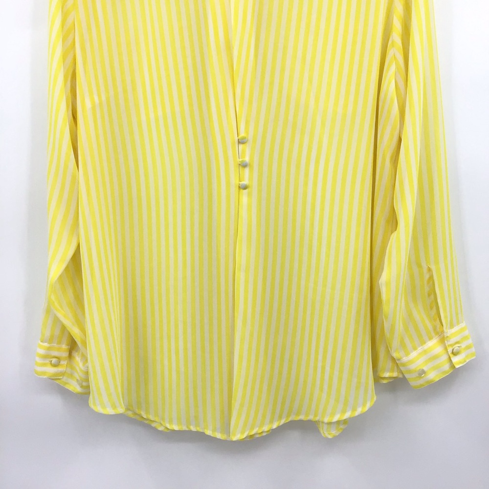 Torrid Yellow White Stripe Button Down Semi Sheet Shirt - Picture 7 of 14